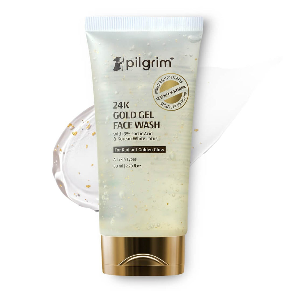 Pilgrim 24k Gold Gel Facewash with Korean White Lotus & Lactic Acid | 80ml Pilgrim