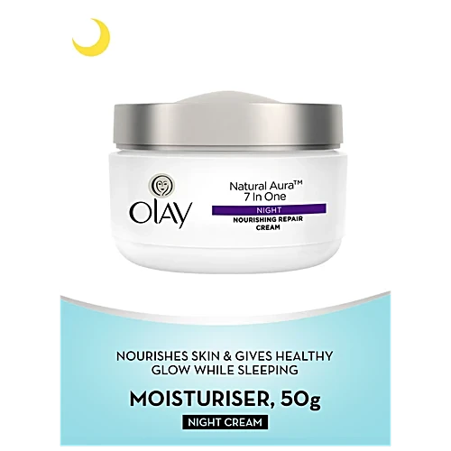 Olay Natural Aura Night Cream - With Vitamin B3, Pro B5, E, 50 g Olay