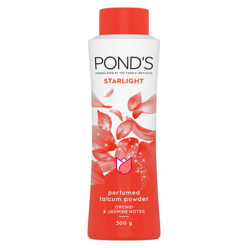 PondS Starlight Perfumed Talc Orchid & Jasmine Notes (300G) – Long Lasting Orchid & Jasmine Freshness & Soft Skin Talcum Powder PONDS