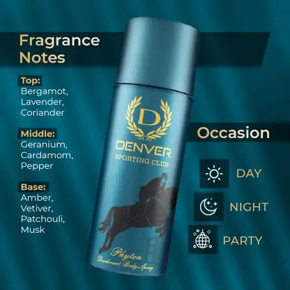 DENVER Sporting Club Phyton Deo Body Spray - For Men  (165 ml) Beauty Bumble