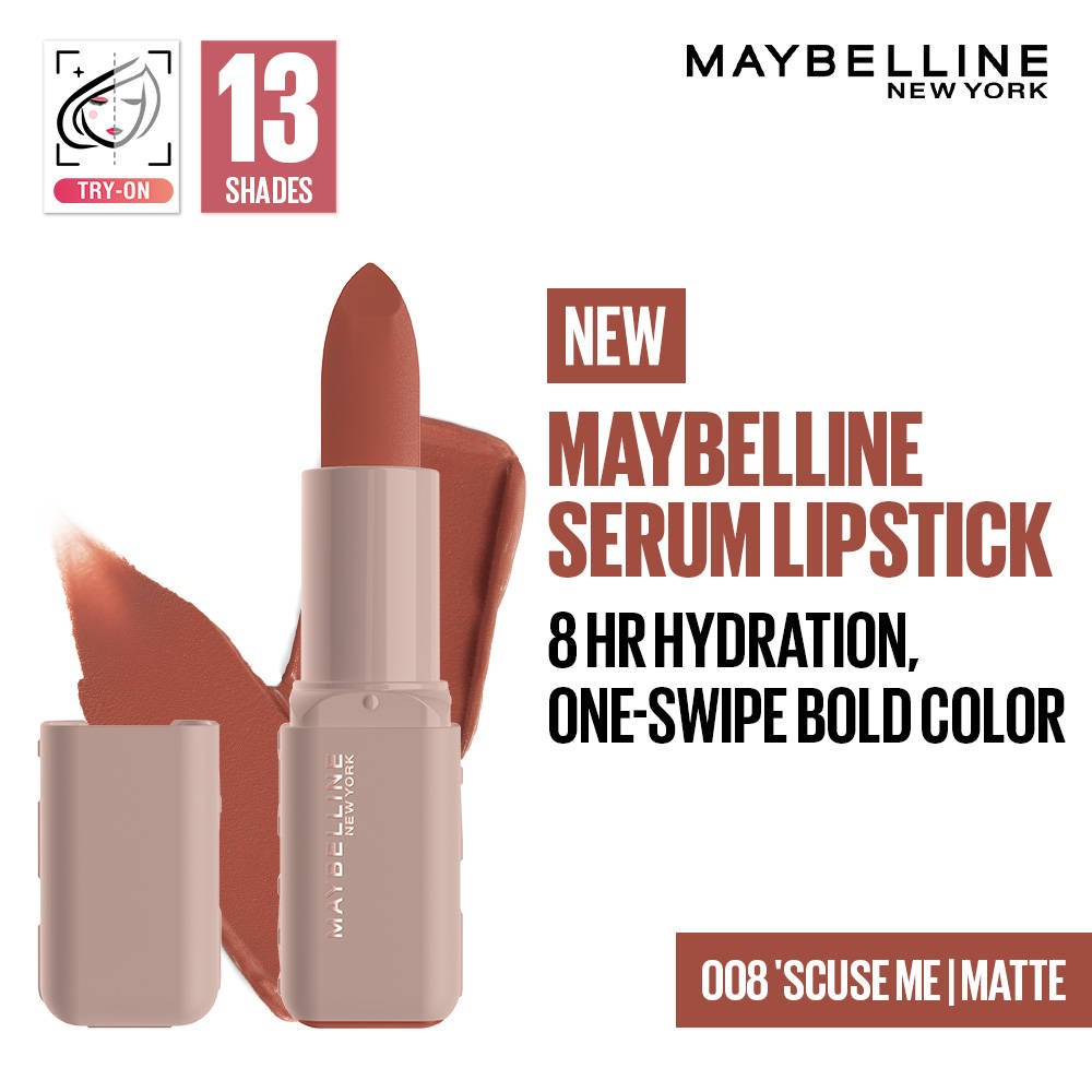 Maybelline Serum Satin Lipstick - 8Hr hydration, One-Swipe Bold Color Beauty Bumble