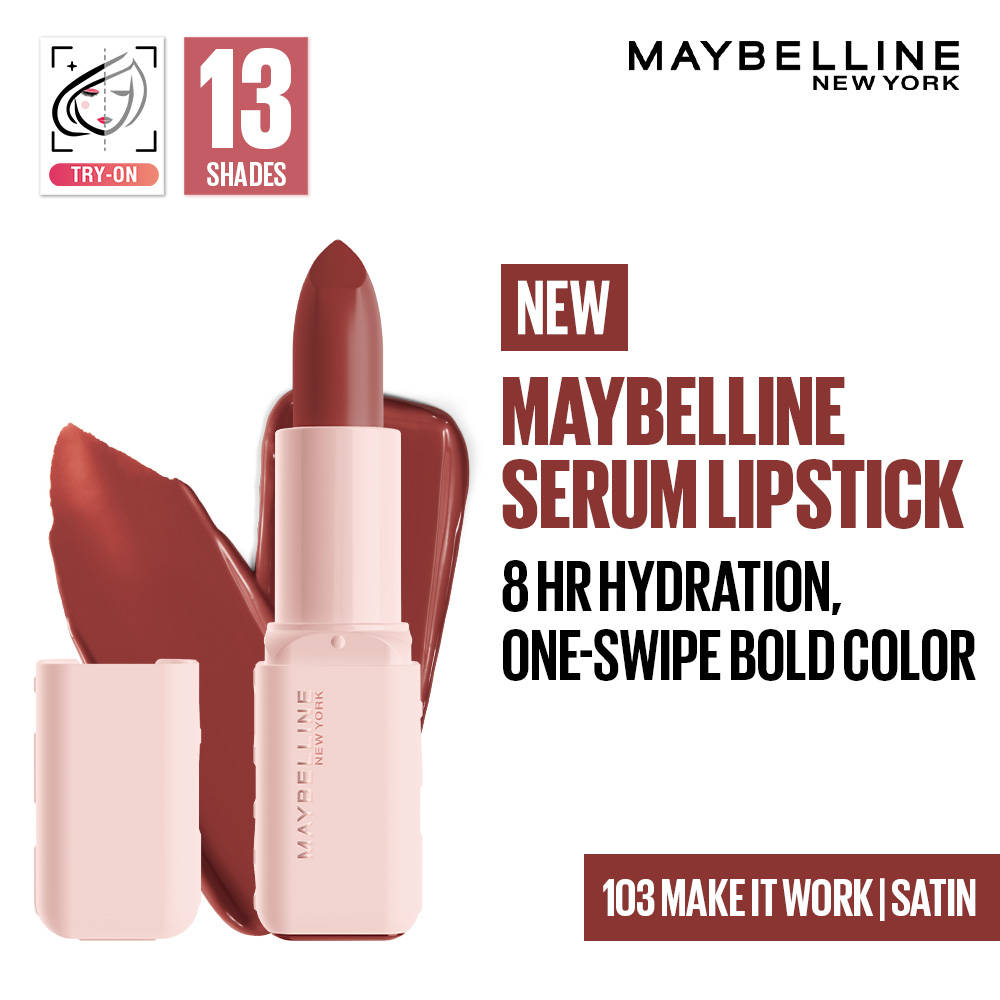 Maybelline Serum Satin Lipstick - 8Hr hydration, One-Swipe Bold Color Beauty Bumble