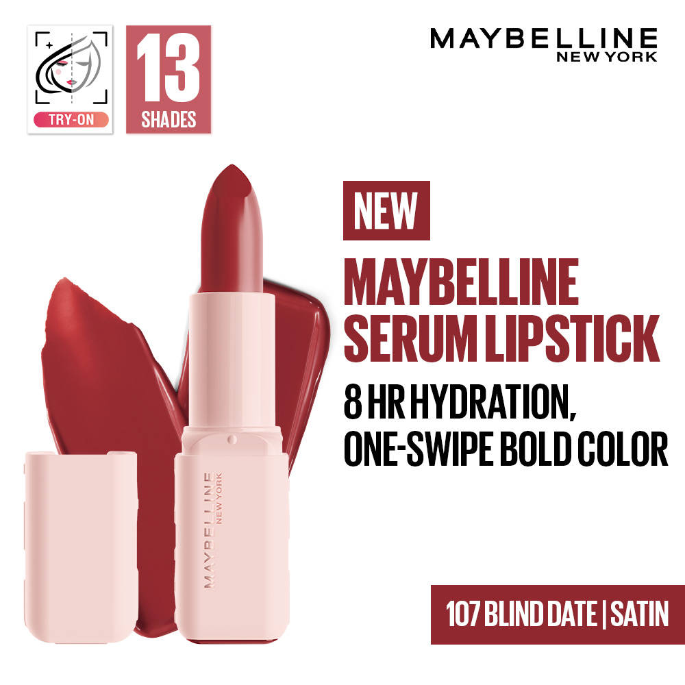 Maybelline Serum Satin Lipstick - 8Hr hydration, One-Swipe Bold Color Beauty Bumble