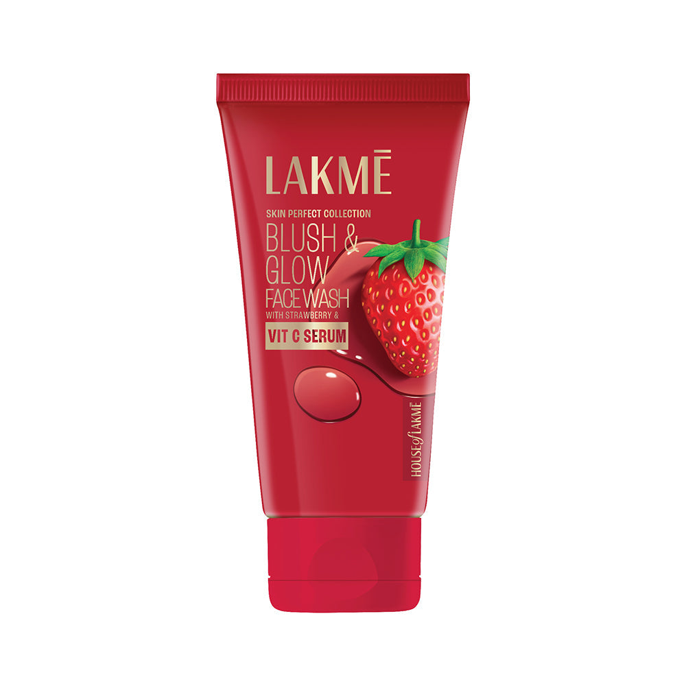 Lakme Blush & Glow Hydrating Strawberry Facewash, with Vitamin C Serum, 50gm Lakme