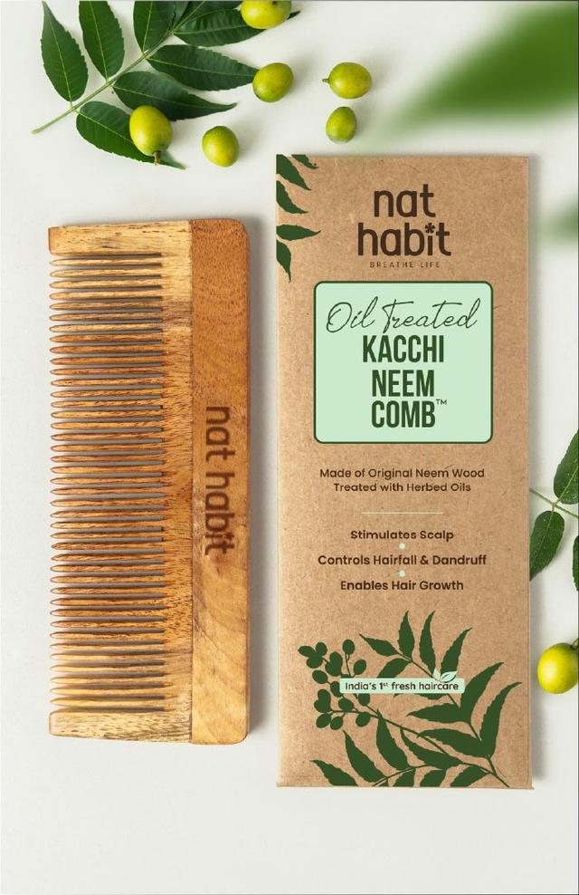 Nat Habit Wide Tooth Kacchi Neem Shampoo Comb Nat Habitat