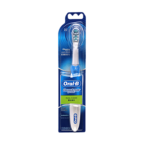 Oral-B Cross Action Battery Powered Toothbrush - Dual Action, Prevents Plaque, 1 pc ORAL-B