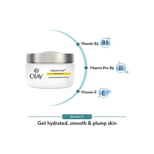 Olay Natural Aura Day Cream - Vitamin B3, Pro B5, E, SPF 15, 50 g Olay