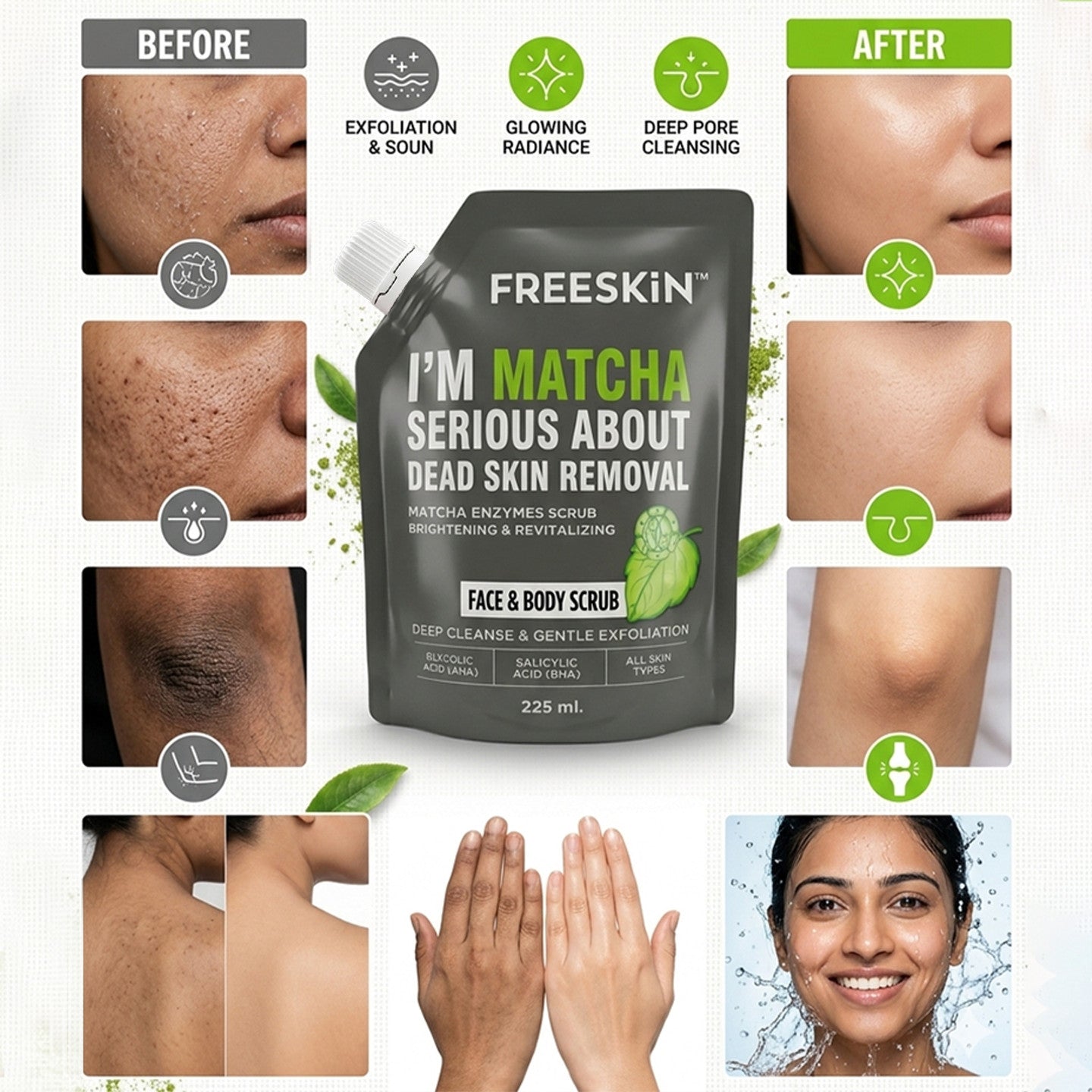 Freeskin Matcha Enzymes Scrub 225ML freeskin