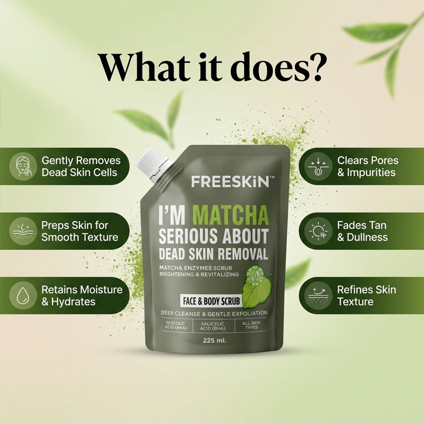 Freeskin Matcha Enzymes Scrub 225ML freeskin
