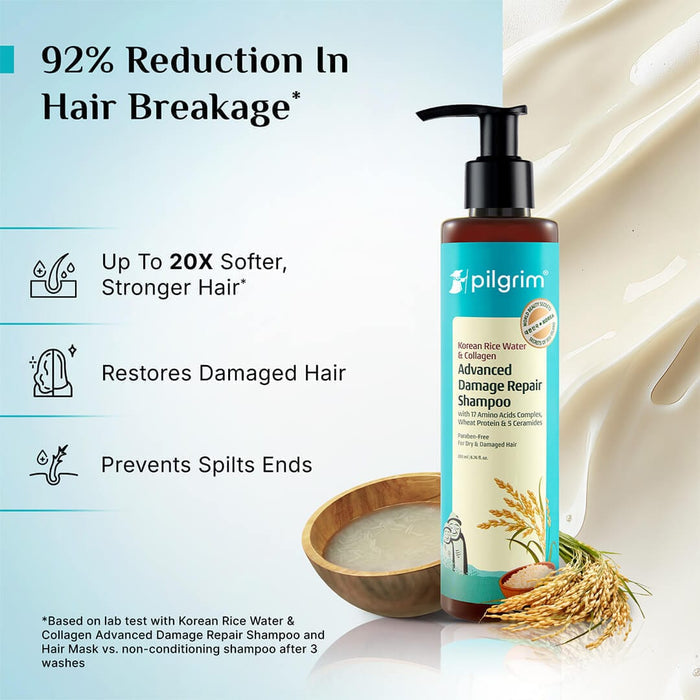 Pilgrim Korean Rice Water & Collagen Advanced Damage Repair Shampoo 200ml Pilgrim