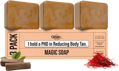 GharSoaps Wood And Saffron Soap For Glowing & Refreshing Skin (pack of 3)  (3 x 100 g) Beauty Bumble