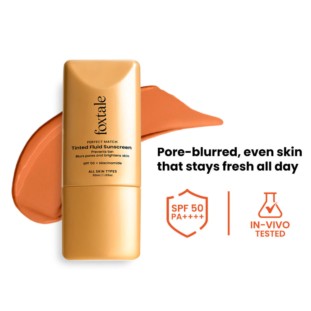 Foxtale SPF 50 PA++++ Tinted Fluid Sunscreen, 6 Shades - 06 Coco FOXTALE
