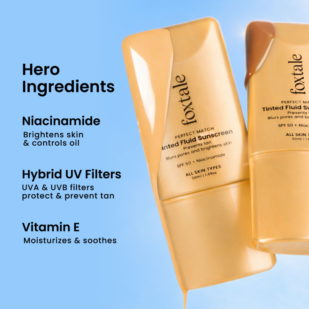 Foxtale SPF 50 PA++++ Tinted Fluid Sunscreen, 6 Shades - 06 Coco FOXTALE