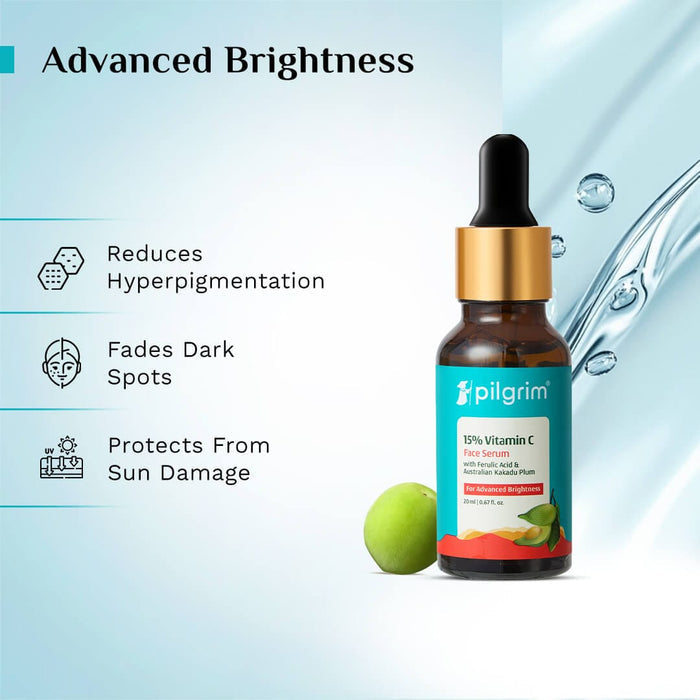 Pilgrim 15% Vitamin C Face Serum For Advanced Brightness | 20 ml Pilgrim