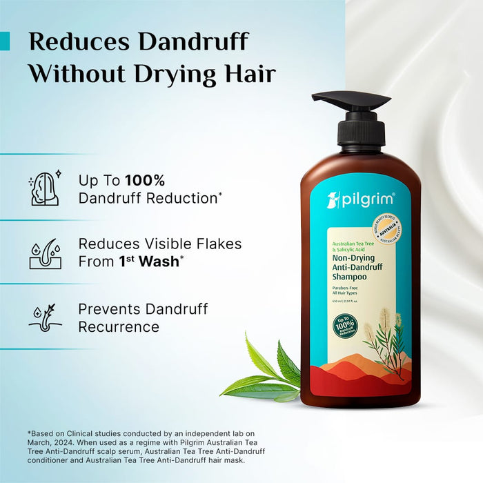 Pilgrim Australian Tea Tree Non-Drying Anti-Dandruff Shampoo 650ml Pilgrim