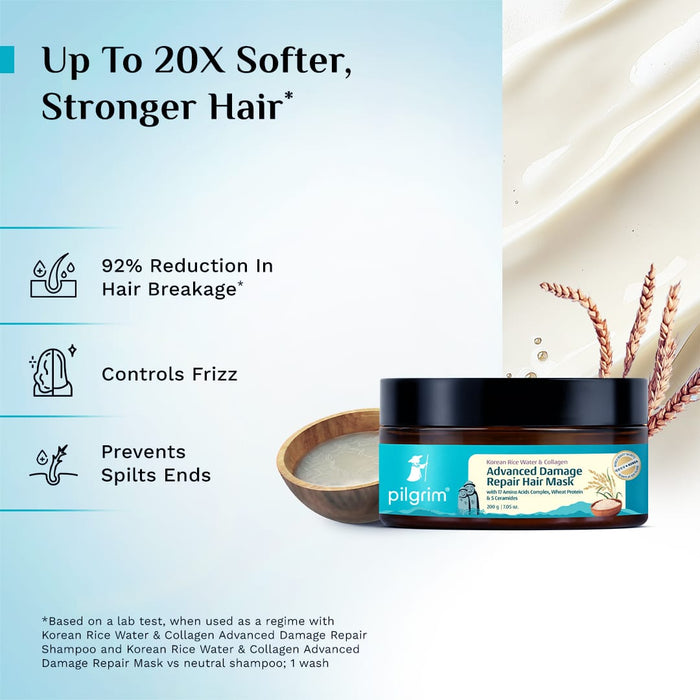 Pilgrim Korean Rice Water & Collagen Advanced Damage Repair Hair Mask 200g Pilgrim