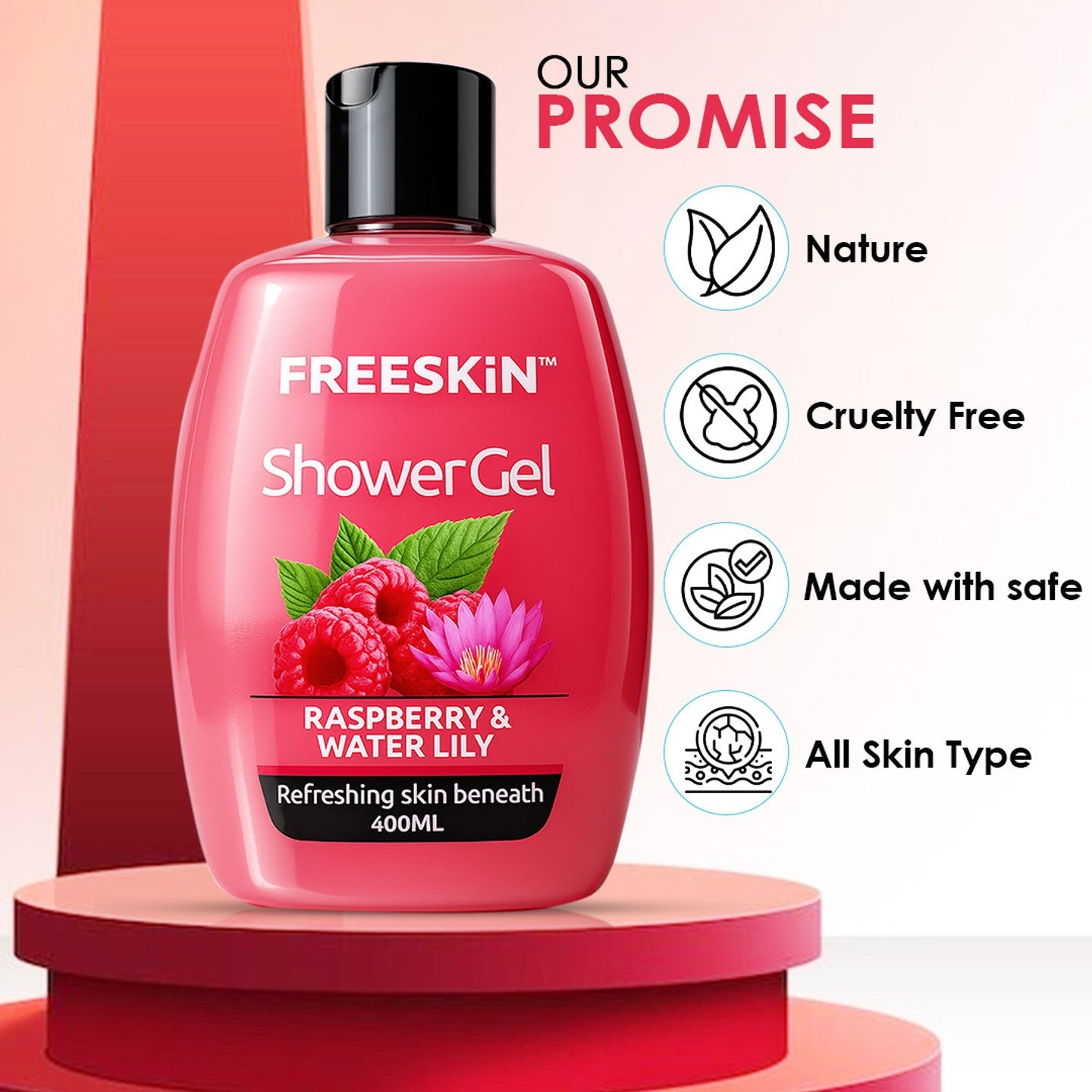 Freeskin Raspberry & Water Lily Shower Gel 400ML freeskin