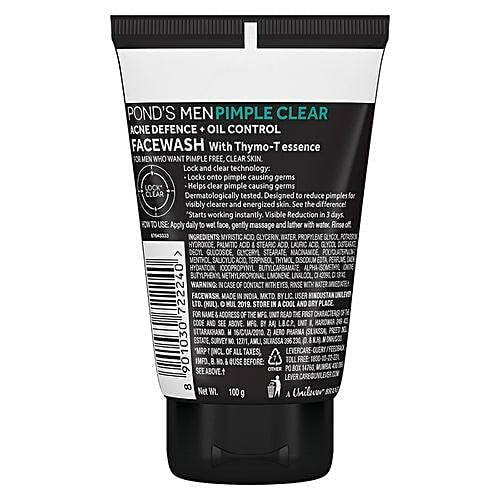 onds Men Pimple Clear Face Wash for Men with Deep Oil Control, Dirt Removal, Acne Care & Long Lasting Freshness for Clear Healthy Looking Skin | Daily Facial Cleanser for Oily & Acne Prone Skin POND's
