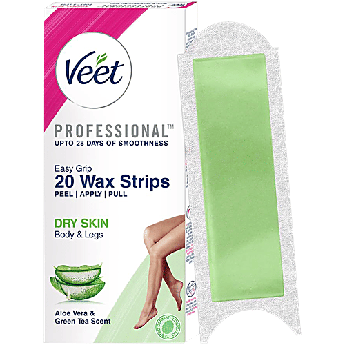 Veet Ready-to-use, Easy Grip Wax Strips For Dry Skin, 20 pcs Veet