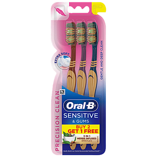 Oral-B Sensitive & Gums – Precision Clean Toothbrush – Tulsi infused bristles, 3 pc Buy 2 Get 1 Free ORAL-B