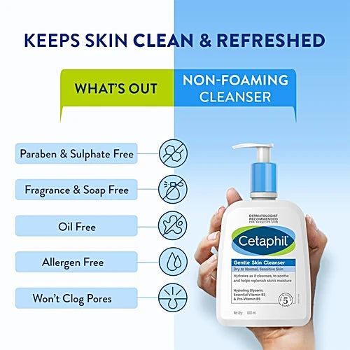 Cetaphil Gentle Skin Cleanser for Dry to Normal, Sensitive Skin | 500ML Cetaphil