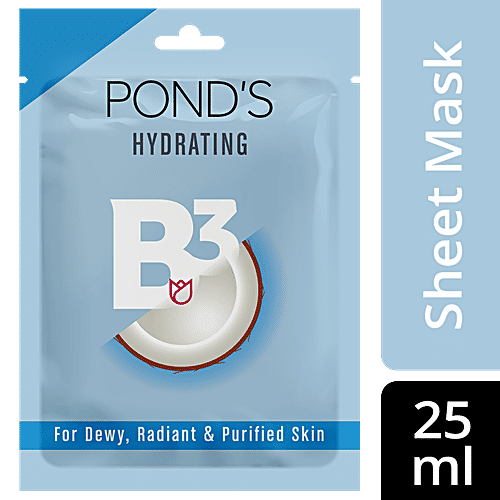 Ponds Vitamin Duo Sheet Mask - Hydrating, Vitamin B3 + Coconut Water, For Dewy, Radiant & Purified Skin, 25 ml PONDS
