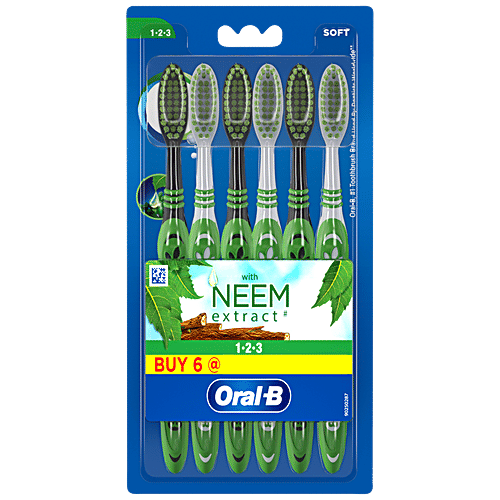 Oral-B Toothbrushes - Soft bristles, With Neem Extract, Gentle On Gums, 6 pcs ORAL-B