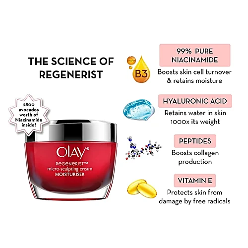 Olay Regenerist Microsculpting Day Moisturiser Non SPF With Cleanser - Boosts Skin's Natural Collagen, 2 pcs (Cleanser, 100g + Moisturiser, 50g) Olay