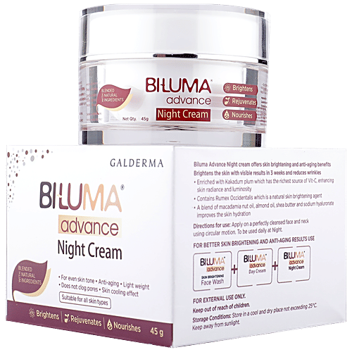Biluma Advance Night Cream - Brightens, Rejuvenates, Nourishes, 45 g Biluma