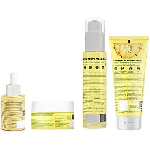 Plix Pineapple De-Pigmentation & Exfoliation Regime Kit, 4 pcs, Cleanser/Toner/Serum/Moisturizer PLIX