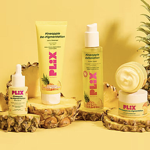 Plix Pineapple De-Pigmentation & Exfoliation Regime Kit, 4 pcs, Cleanser/Toner/Serum/Moisturizer PLIX