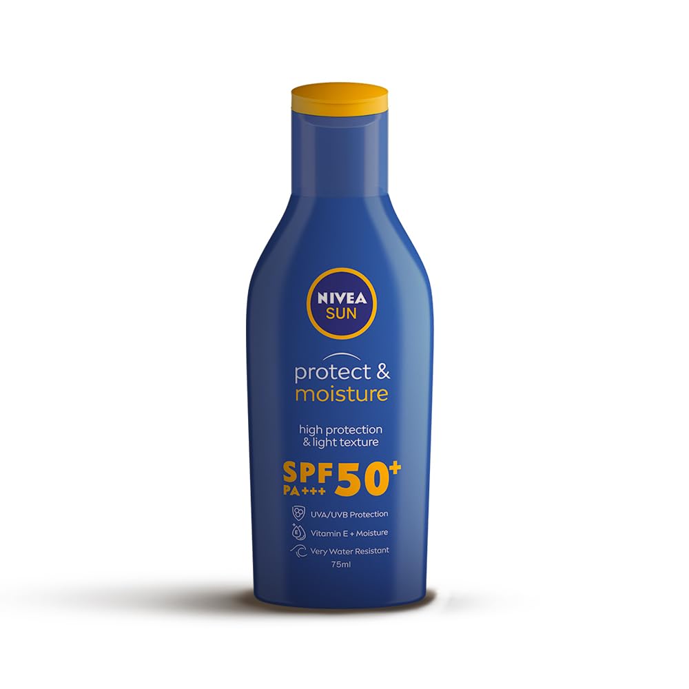 NIVEA SUN Protect and Moisture 75ml SPF 50 Advanced Sunscreen for Instant Protection| PA+++ UVA - UVB Protection System| Vitamin E + Moisture| Very Water Resistant| For Men & Women NIVEA