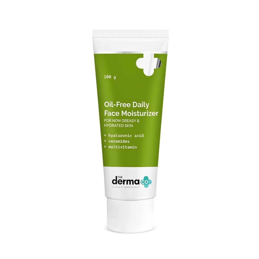 The Derma Co Oil-Free Daily Face Moisturizer | With Hyaluronic Acid, Ceramides & Multivitamins | For Non-Greasy & Hydrated Skin | Prolonged Moisturization | Strengthens Skin Barrier | 100 g Beauty Bumble
