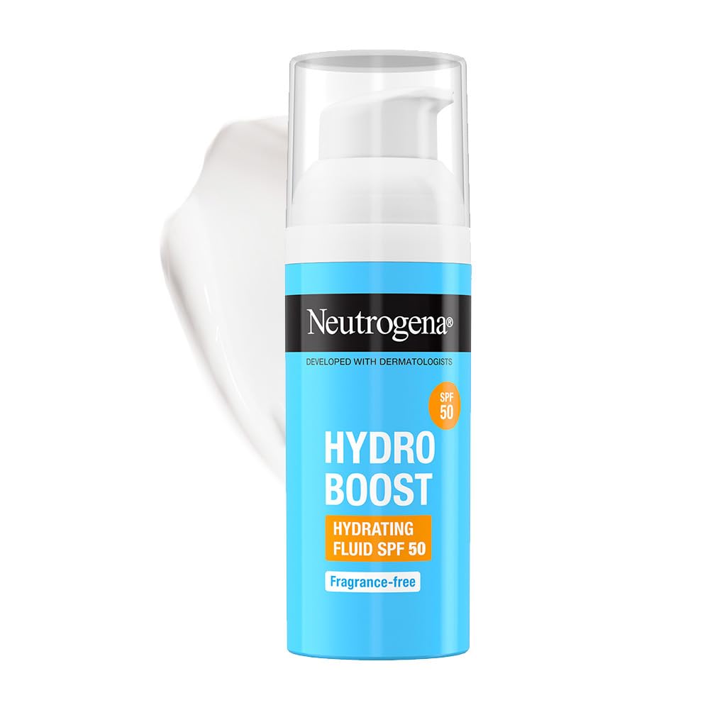 Neutrogena Hydro Boost Face Sunscreen SPF50+ PA++++ | Hyaluronic Acid & Niacinamide | UVA, UVB and Long UVA protection | Oily & Sensitive Skin | Non Greasy & No White Cast | Hydrating Fluid | 50ml Neutrogena