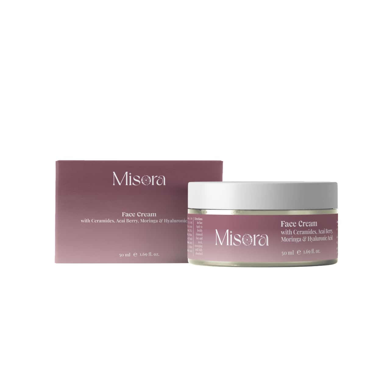 Misora Face Cream For Men & Women | Hydrating Moisturizer with Ceramide, Acai Berry, Moringa & Hyaluronic | Anti-Aging, Firming, Nourishing Cream for Dry & Sensitive Skin | 50ml MISORA