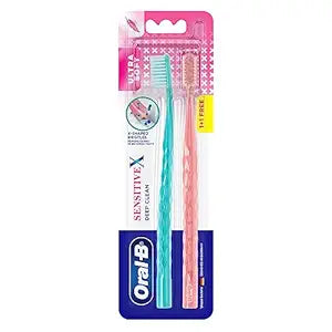 Oral-B Sensitive X Deep Clean Toothbrush - Ultra Soft Bristles & X-Filament Technology, For Gentle Superior Clean, 2 pcs ORAL-B