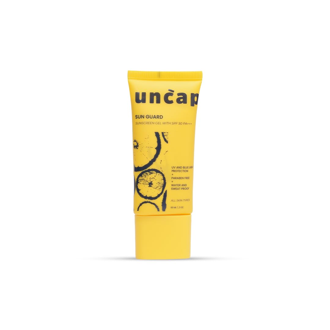 Uncap Sun Guard SPF 50 PA+++ Sunscreen Gel – Broad‑Spectrum UV & Blue‑Light Protection, Paraben‑Free, Water‑& Sweat‑Proof, Lightweight for All Skin Types – 60 mL Uncap