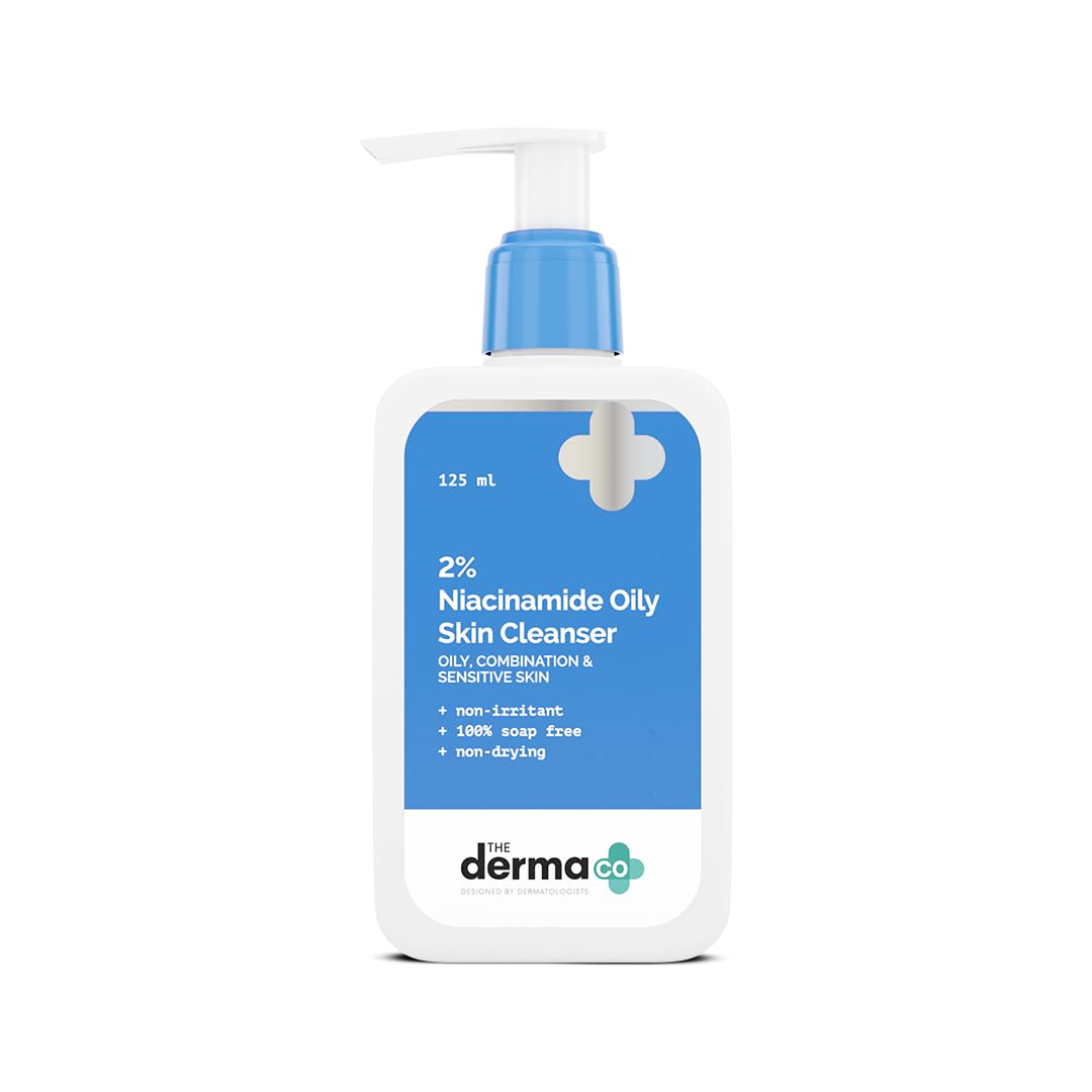 The Derma Co 2% Niacinamide Oily Skin Cleanser for Sensitive, Oily & Combination Skin 125 ml Non-Irritant | 100% Soap-Free | Non-Drying | Gently Cleanses Makeup | With 0.1% ww Salicylic Acid Beauty Bumble