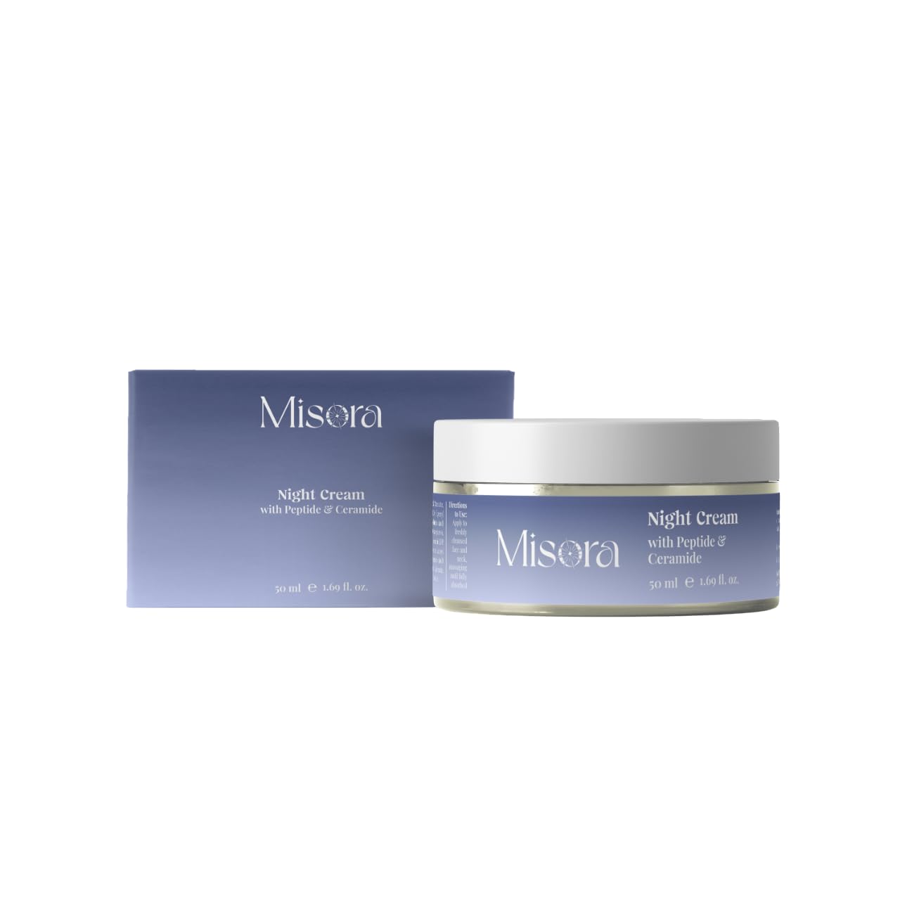 Misora Night Cream with Peptide & Ceramide | Renews and Resurfaces Skin Overnight | Reduce Fine Lines & Wrinkles and No Redness or Irration | Suitable for Dry to combination Skin | 50ml MISORA