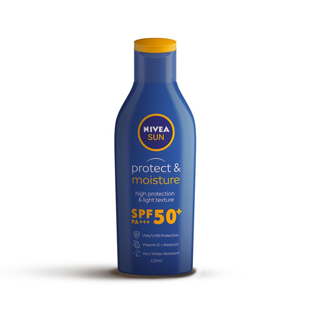 NIVEA Sun Protect And Normal Moisture 125Ml Spf 50 Advanced Sunscreen For Instant Protection| Pa+++ Uva - Uvb Protection System| Vitamin E + Moisture| Very Water Resistant| For Men & Women NIVEA