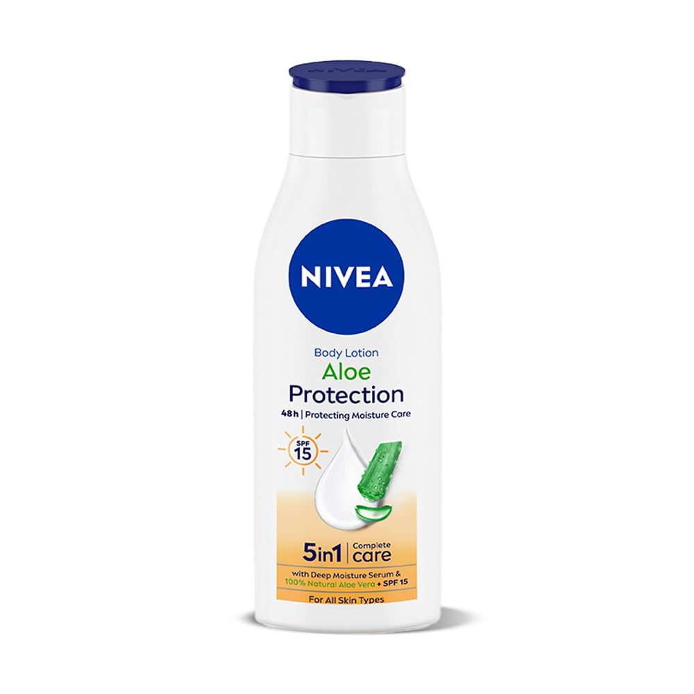 NIVEA Aloe Protection Body Lotion 200 ml | SPF 15 | Aloe Vera Extracts | Dep Moisture Serum | Men and Women | All Skin Type NIVEA