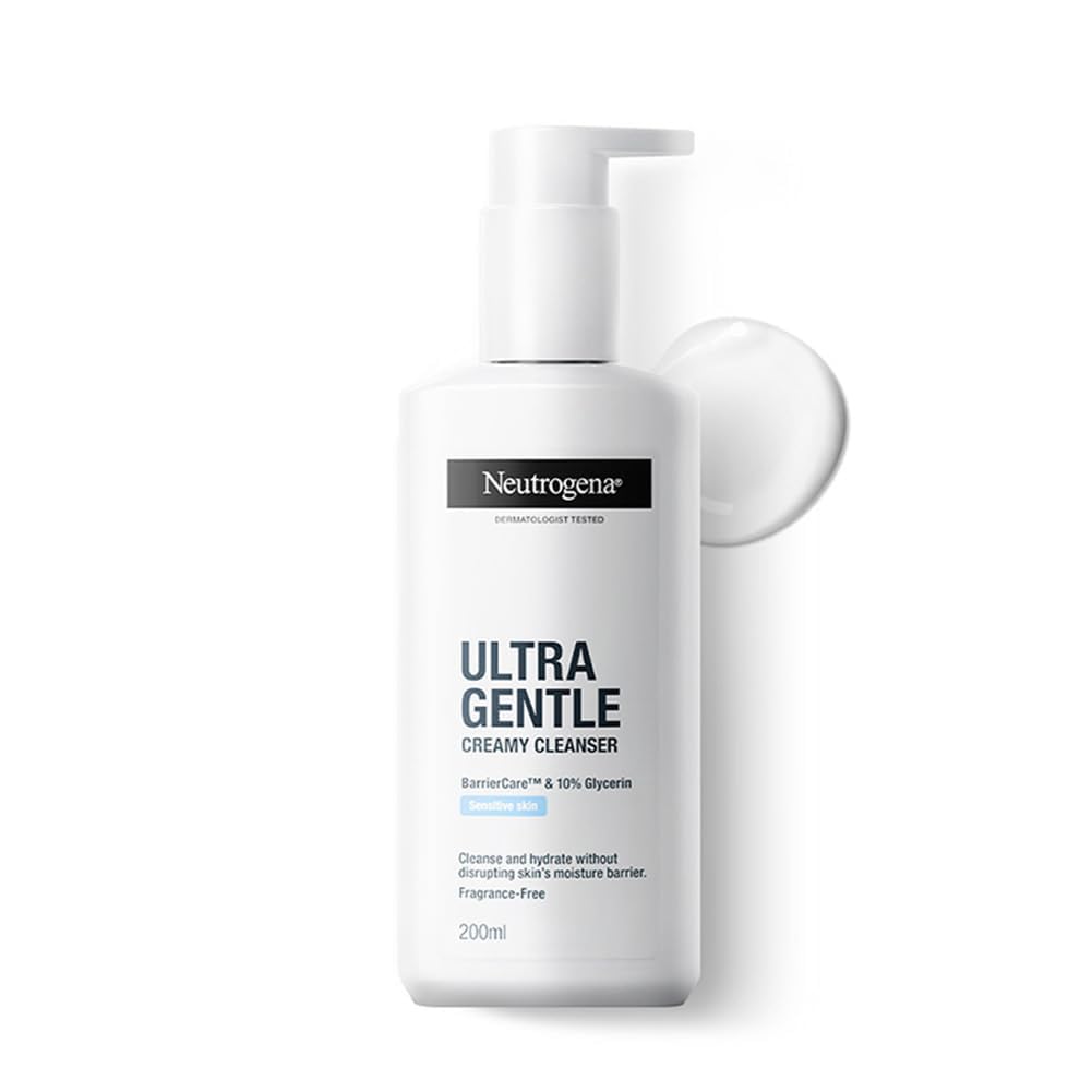 Neutrogena Ultra Gentle Creamy Cleanser | 14X Gentler Cleanser | All Skin Types Including Sensitive Skin | Face Wash for Sensitive Skin for Men & Women | With Barriercare Technology & 10% Glycerin | Paraben-Free Neutrogena