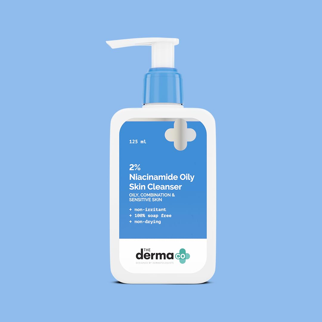 The Derma Co 2% Niacinamide Oily Skin Cleanser for Sensitive, Oily & Combination Skin 125 ml Non-Irritant | 100% Soap-Free | Non-Drying | Gently Cleanses Makeup | With 0.1% ww Salicylic Acid Beauty Bumble