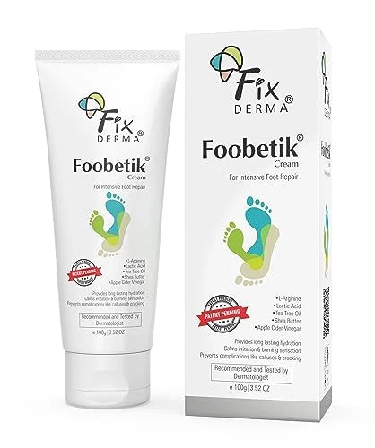 Fixderma Foobetik Cream, Foot Cream, Foot Care, For Dry & Cracked Feet, Moisturizes & Soothes Feet, Heel Repair, For Calloused, Or Chapped Skin, Paraben Free 100 G FIX DERMA