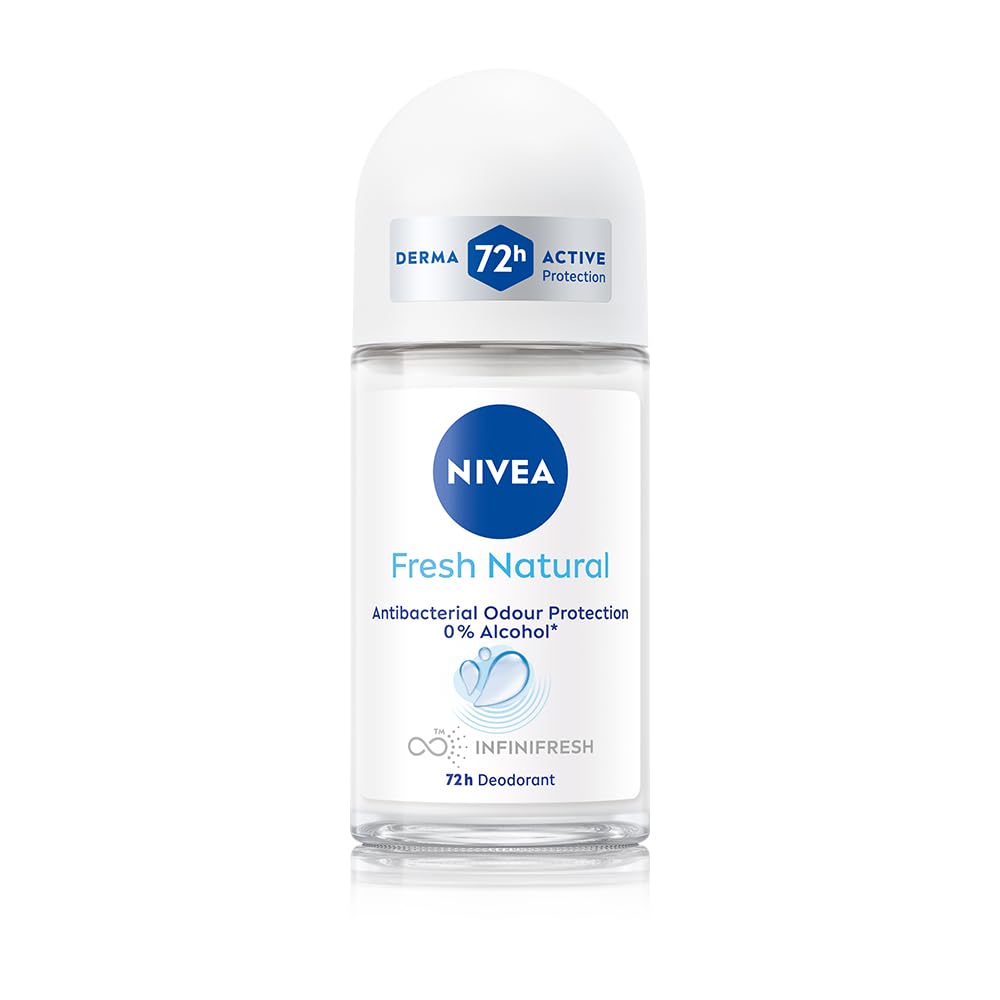 NIVEA Fresh Natural Roll On, 50ml| 48 H Smooth & Beautiful Underarms| 0% Alcohol | For Women NIVEA