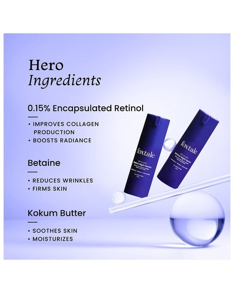 FOXTALE Retinol Anti Ageing Night Serum | Fights signs of ageing 2X faster than any other retinol serum 30ML FOXTALE