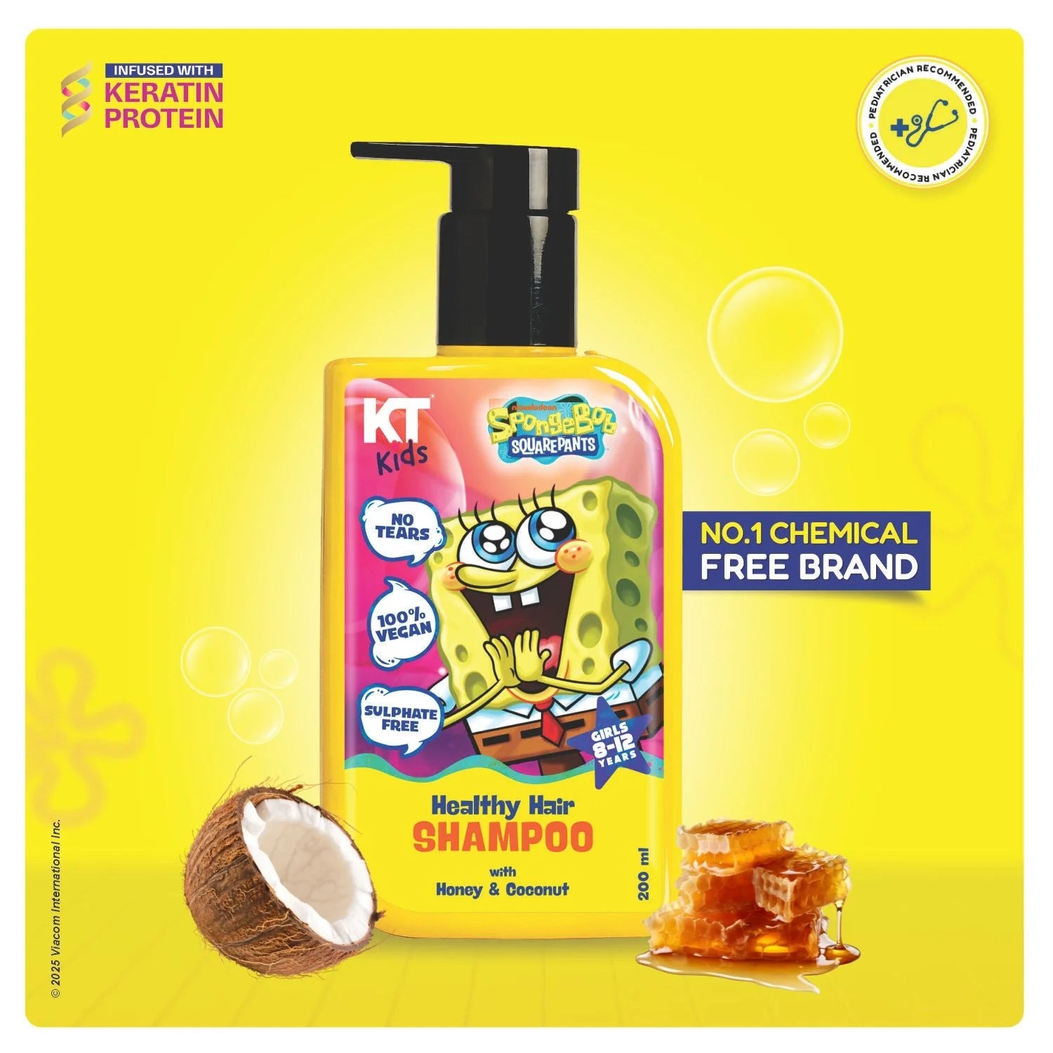Healthy Hair Shampoo for Girls 8–12 Years | Strengthening, Restoring & Tear-Free Formula | Gentle Kids Shampoo | 200ml KT KIDS