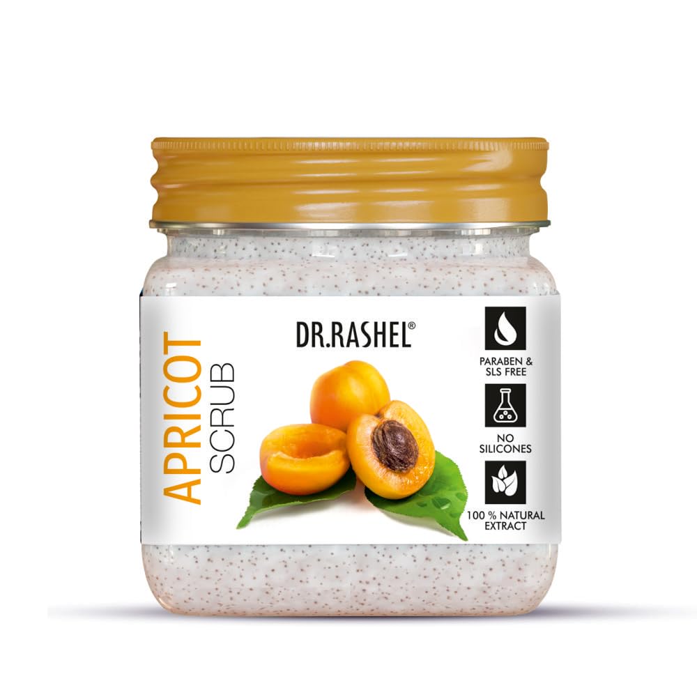 DR.RASHEL Apricot Scrub For Face & Body (380 Ml) | All Skin |Cleanser Scrub For Deep Exfoliation | Dead Skin Remover| Tan Removal | Blackhead Remover Dr. Rashel