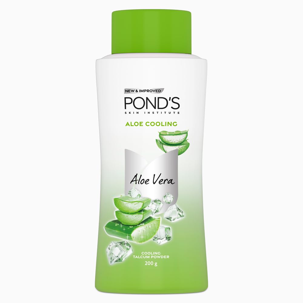 PONDS Aloe Cooling Powder – Long Lasting Floral Freshness & Soft Skin Talcum Powder 200G PONDS