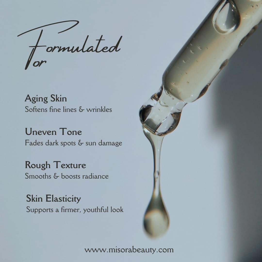 Misora Timeless Face Serum with Retinol & Vitamin A | Anti-Ageing Serum to Reduce Wrinkles, Fine Lines & Age Dark Spots | Skin Firming & Brightening Face Serum Youthful Glow For Men & Women | 30ml MISORA